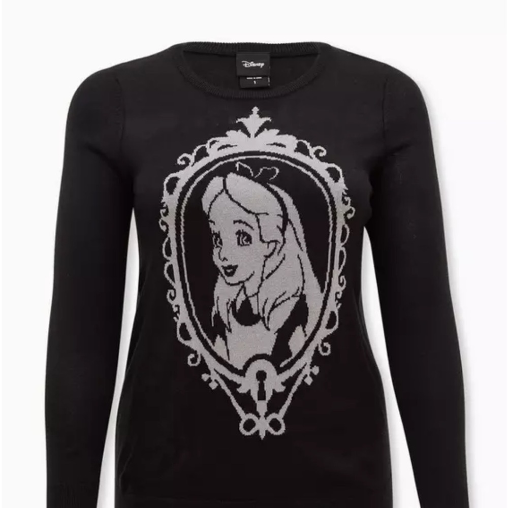 Torrid PLUS SZ Disney Woman’s Sweater Alice In Wonderland Black Plus Sz 6x